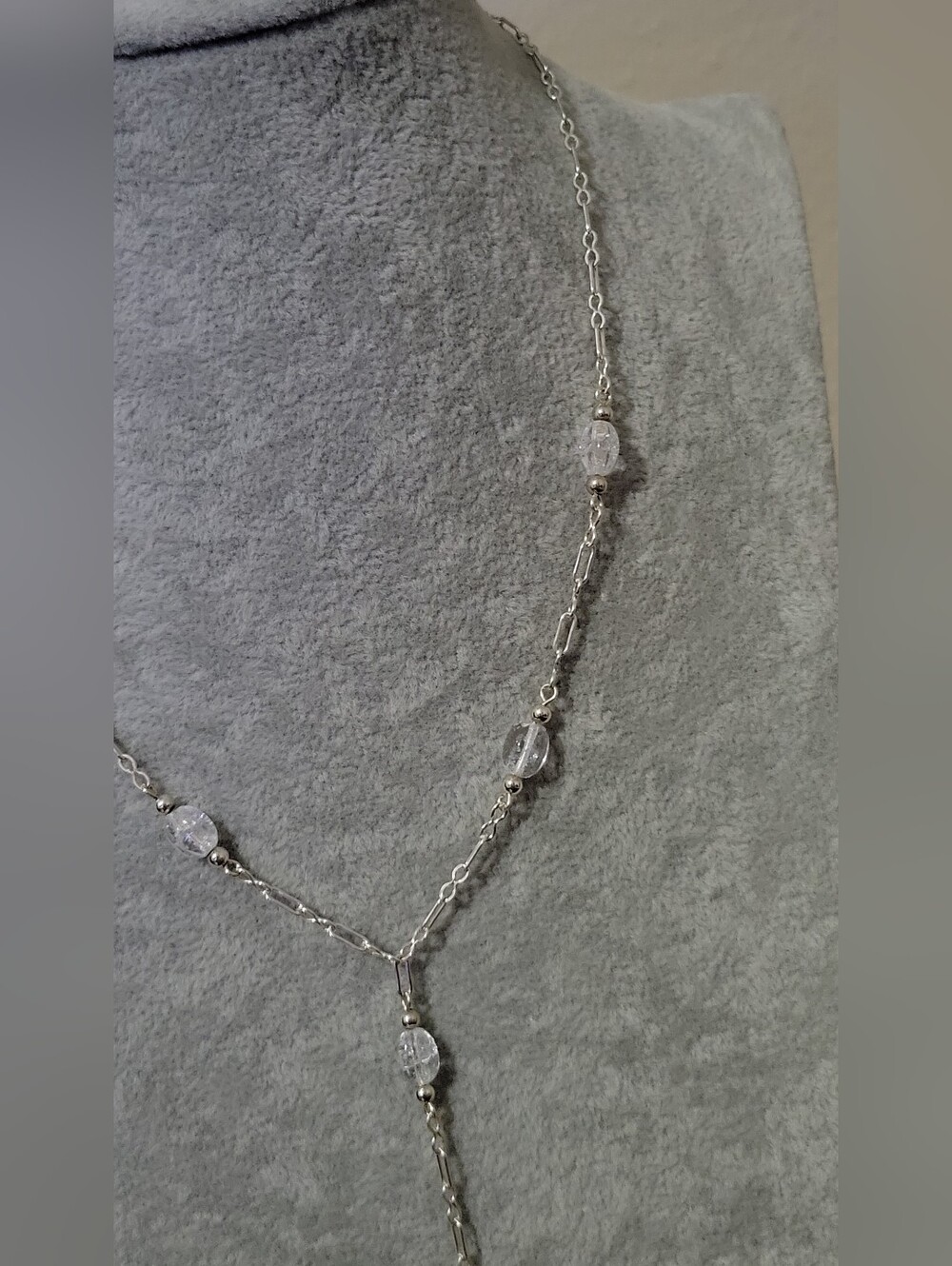 Elegant Sterling Silver Clear Quartz Y-Necklace - Picture 6 of 7